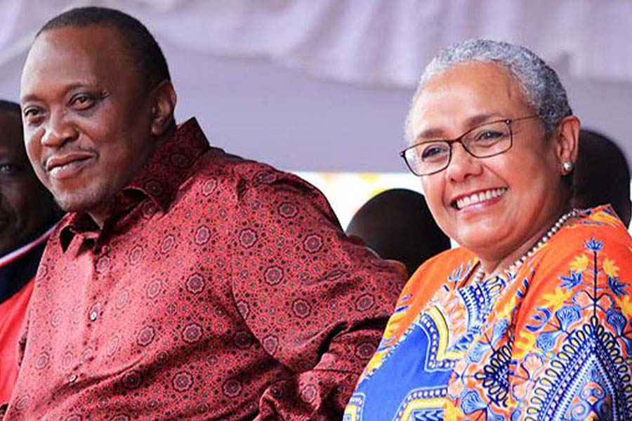 Uhuru Kenyatta and wife Margaret Wanjiru having a good time